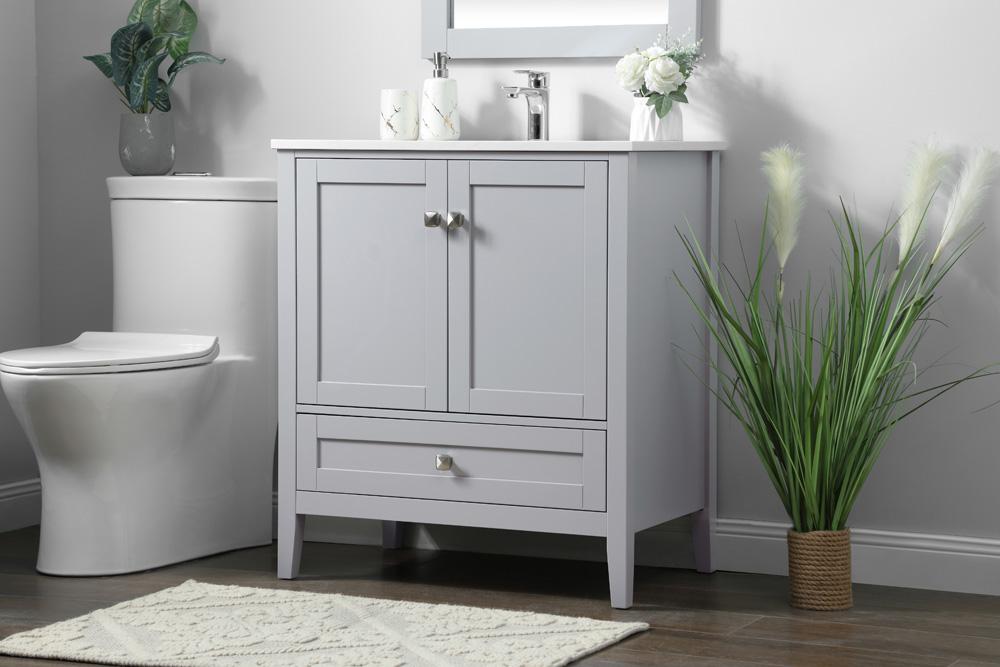 Elegant Furniture & Lighting - Hamilton 30 Inch Single Bathroom Vanity In Grey - VF21130GR veiw 3