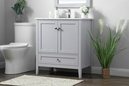 Elegant Furniture & Lighting - Hamilton 30 Inch Single Bathroom Vanity In Grey - VF21130GR veiw 3