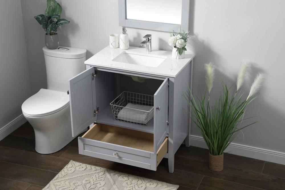 Elegant Furniture & Lighting - Hamilton 30 Inch Single Bathroom Vanity In Grey - VF21130GR veiw 4