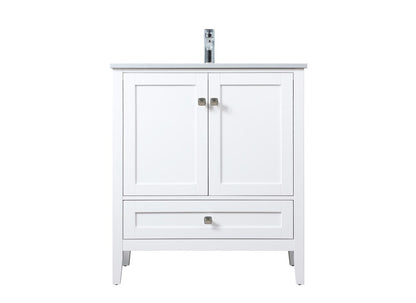 Elegant Furniture & Lighting - Hamilton 30 Inch Single Bathroom Vanity In White - VF21130WH veiw 1
