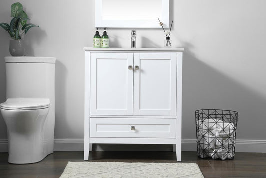 Elegant Furniture & Lighting - Hamilton 30 Inch Single Bathroom Vanity In White - VF21130WH veiw 2