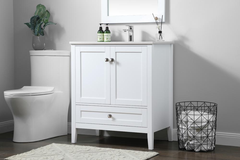 Elegant Furniture & Lighting - Hamilton 30 Inch Single Bathroom Vanity In White - VF21130WH veiw 3