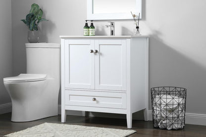 Elegant Furniture & Lighting - Hamilton 30 Inch Single Bathroom Vanity In White - VF21130WH veiw 3