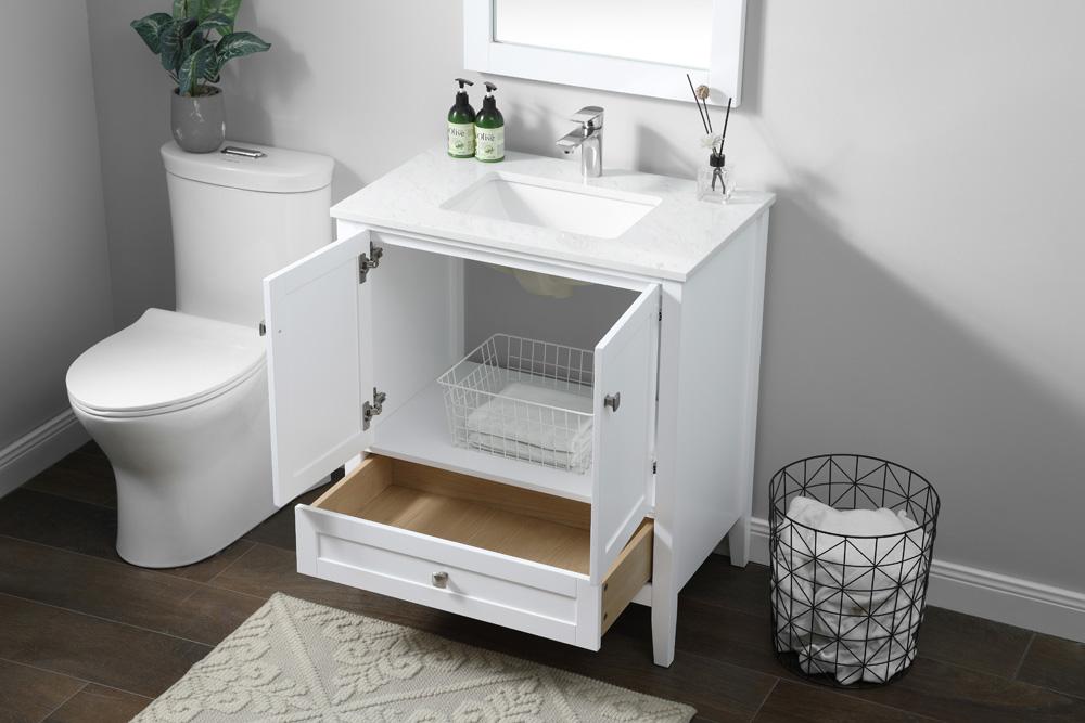 Elegant Furniture & Lighting - Hamilton 30 Inch Single Bathroom Vanity In White - VF21130WH veiw 4