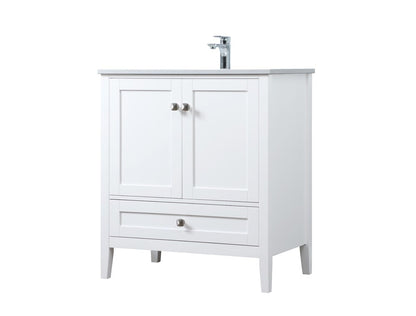 Elegant Furniture & Lighting - Hamilton 30 Inch Single Bathroom Vanity In White - VF21130WH veiw 8