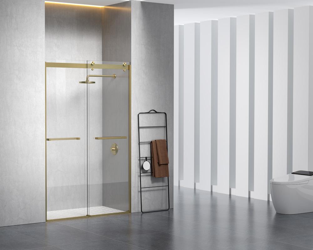 Elegant Furniture & Lighting - Hamilton Frameless shower door 48 x 76 Brushed Gold - SD202-4876BGD veiw 3