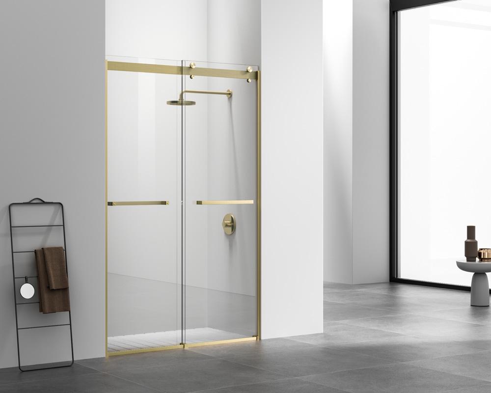 Elegant Furniture & Lighting - Hamilton Frameless shower door 48 x 76 Brushed Gold - SD202-4876BGD veiw 4