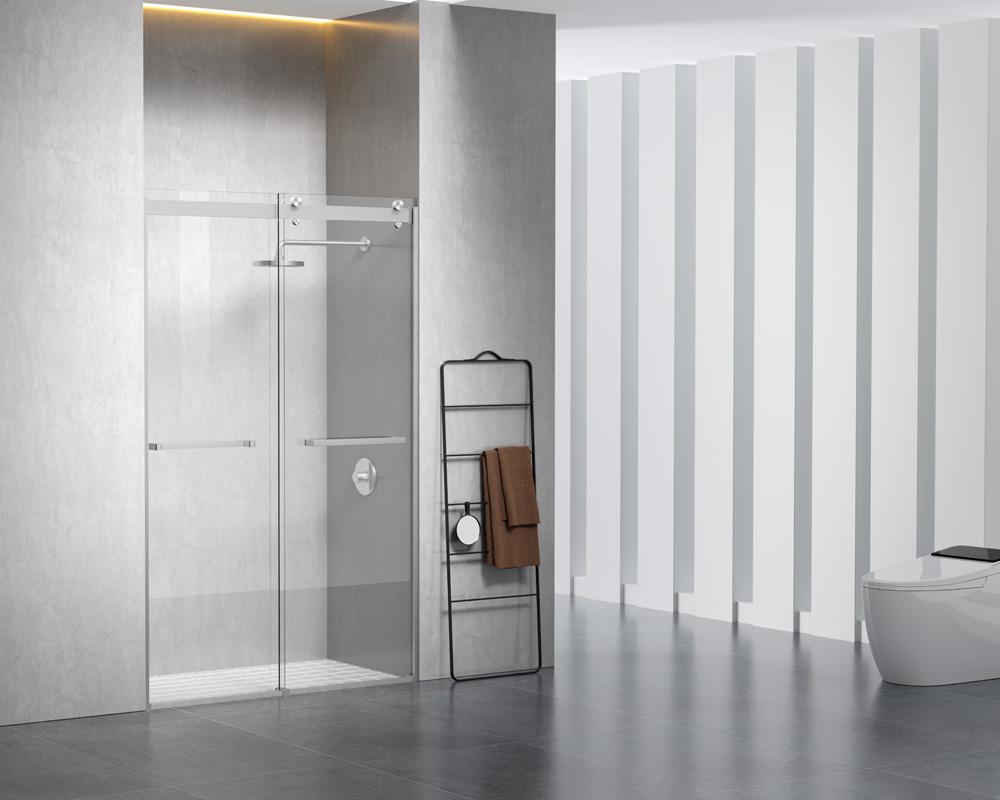 Elegant Furniture & Lighting - Hamilton Frameless shower door 48 x 76 Brushed Nickel - SD202-4876BNK veiw 3