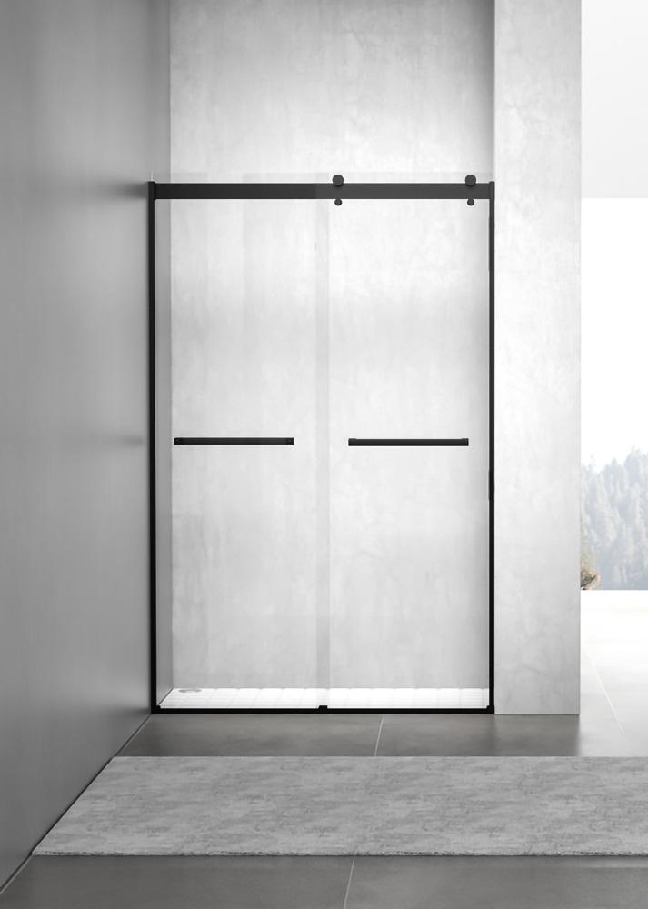 Elegant Furniture & Lighting - Hamilton Frameless shower door 48 x 76 Matte Black - SD202-4876MBK veiw 1
