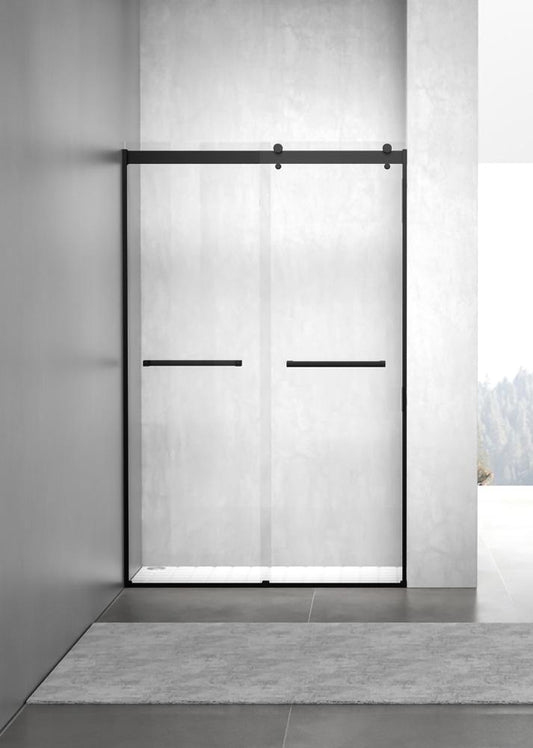 Elegant Furniture & Lighting - Hamilton Frameless shower door 48 x 76 Matte Black - SD202-4876MBK veiw 1
