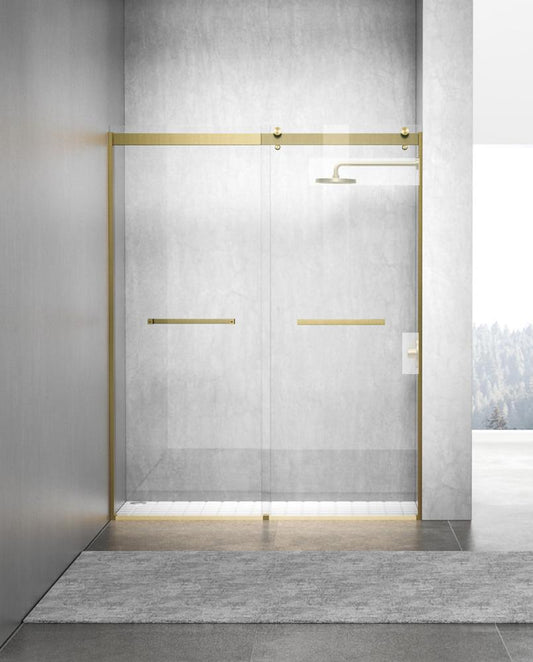 Elegant Furniture & Lighting - Hamilton Frameless shower door 60 x 76 Brushed Gold - SD202-6076BGD veiw 1