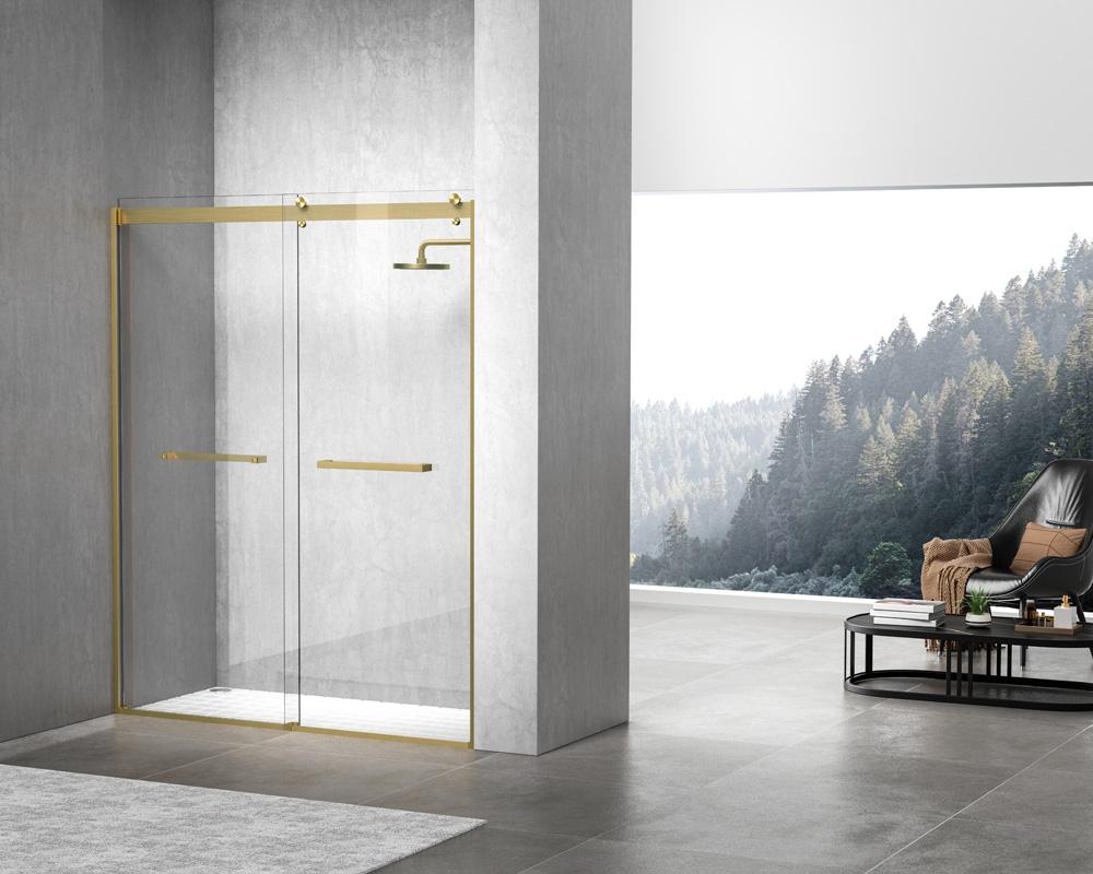 Elegant Furniture & Lighting - Hamilton Frameless shower door 60 x 76 Brushed Gold - SD202-6076BGD veiw 3