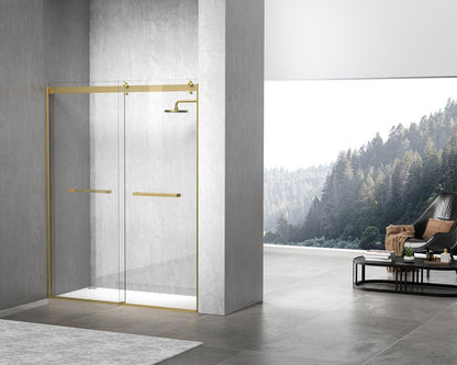 Elegant Furniture & Lighting - Hamilton Frameless shower door 60 x 76 Brushed Gold - SD202-6076BGD veiw 3