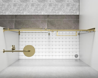 Elegant Furniture & Lighting - Hamilton Frameless shower door 60 x 76 Brushed Gold - SD202-6076BGD veiw 5
