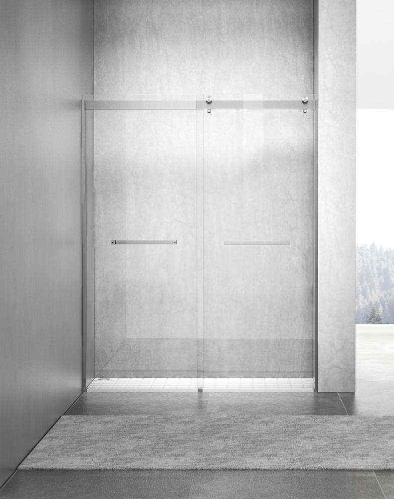 Elegant Furniture & Lighting - Hamilton Frameless shower door 60 x 76 Brushed Nickel - SD202-6076BNK veiw 1