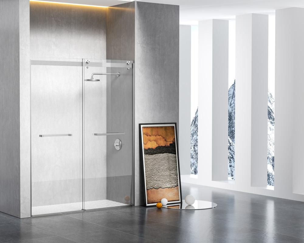 Elegant Furniture & Lighting - Hamilton Frameless shower door 60 x 76 Brushed Nickel - SD202-6076BNK veiw 3