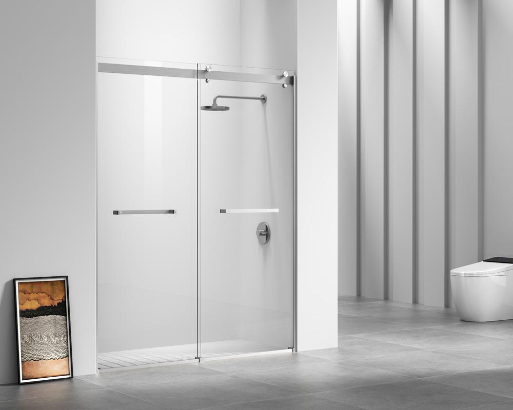 Elegant Furniture & Lighting - Hamilton Frameless shower door 60 x 76 Brushed Nickel - SD202-6076BNK veiw 4