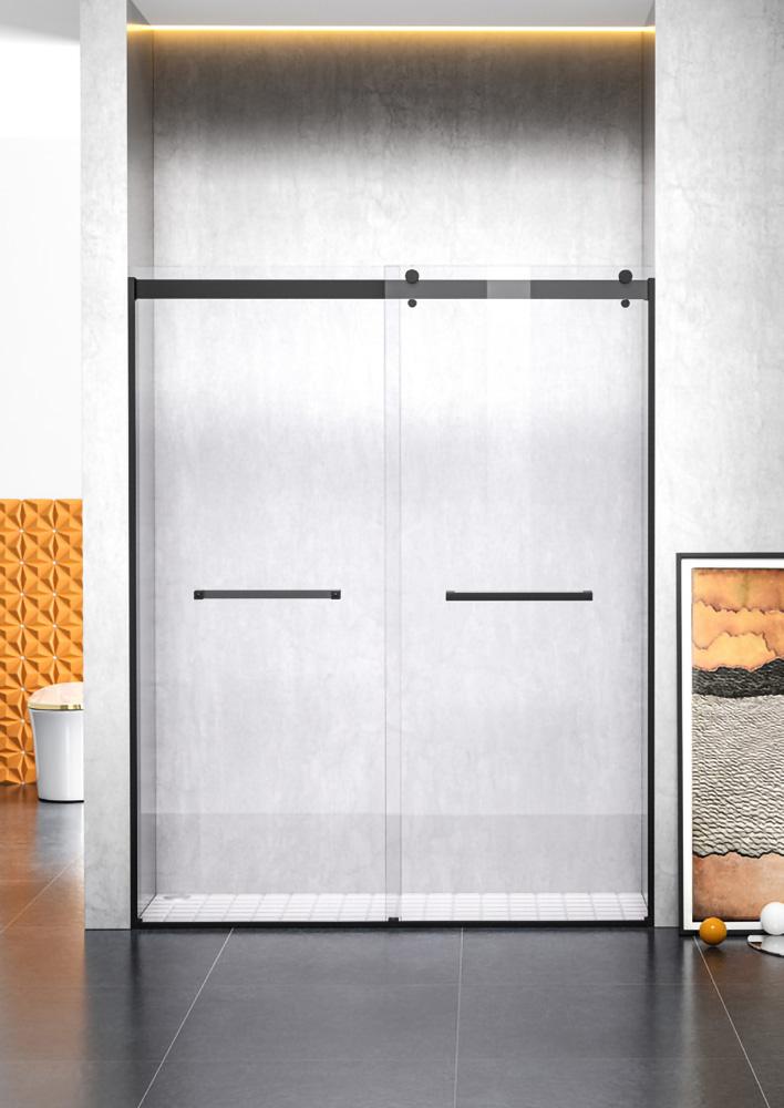 Elegant Furniture & Lighting - Hamilton Frameless shower door 60 x 76 Matte Black - SD202-6076MBK veiw 1