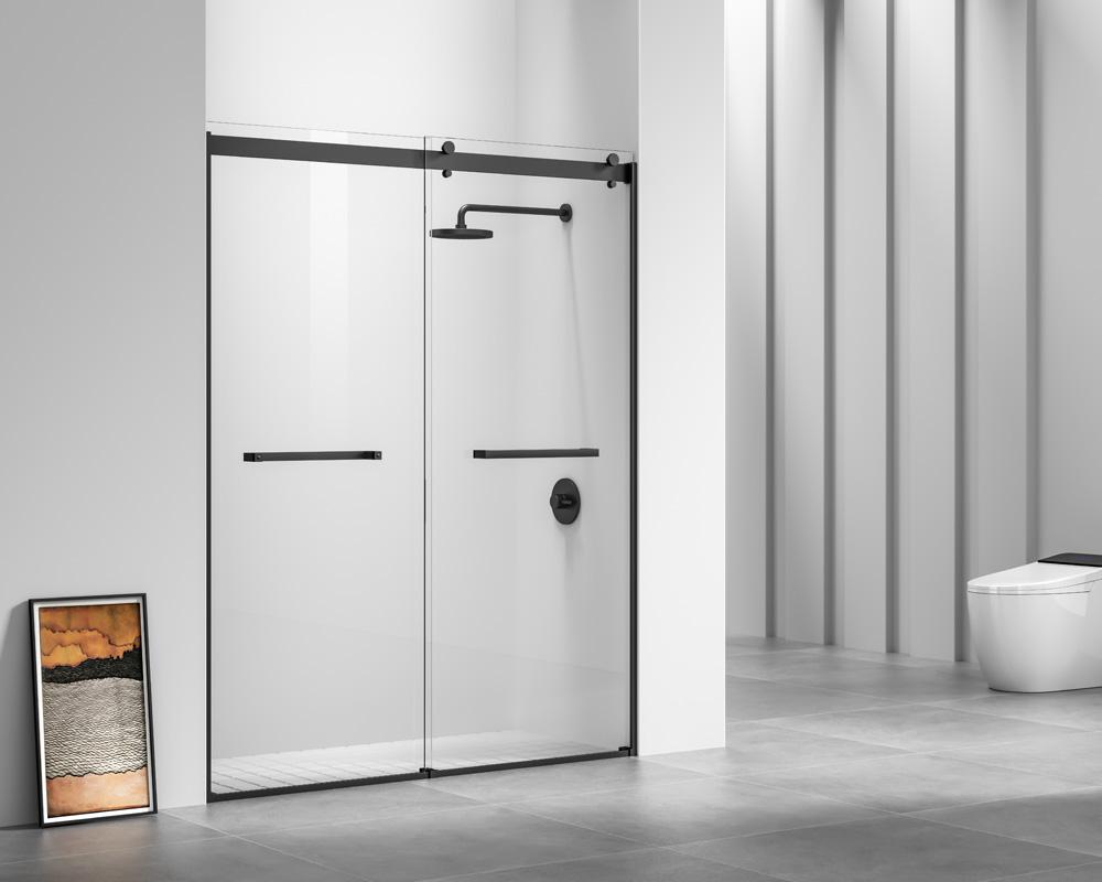 Elegant Furniture & Lighting - Hamilton Frameless shower door 60 x 76 Matte Black - SD202-6076MBK veiw 3