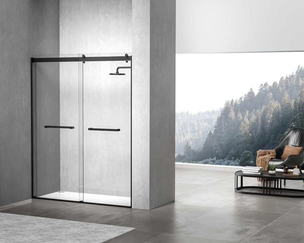 Elegant Furniture & Lighting - Hamilton Frameless shower door 60 x 76 Matte Black - SD202-6076MBK veiw 4