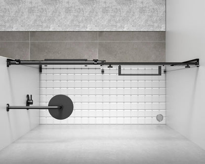 Elegant Furniture & Lighting - Hamilton Frameless shower door 60 x 76 Matte Black - SD202-6076MBK veiw 5