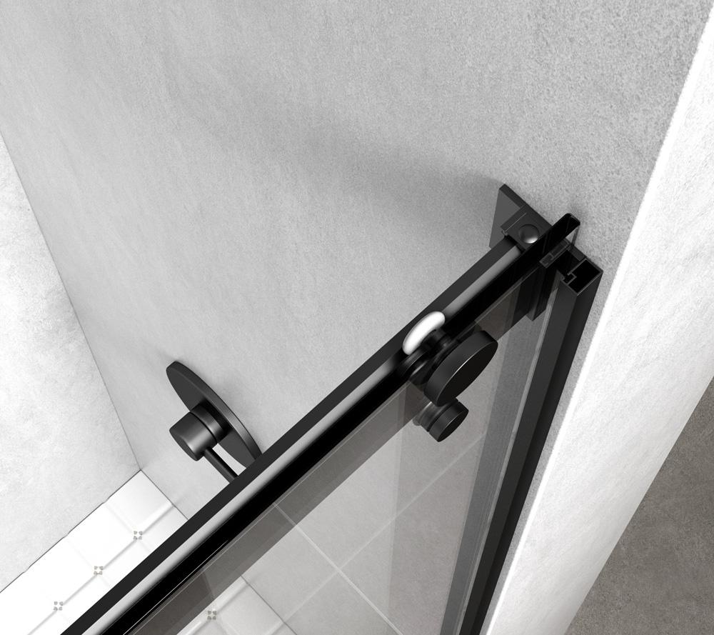 Elegant Furniture & Lighting - Hamilton Frameless shower door 60 x 76 Matte Black - SD202-6076MBK veiw 8