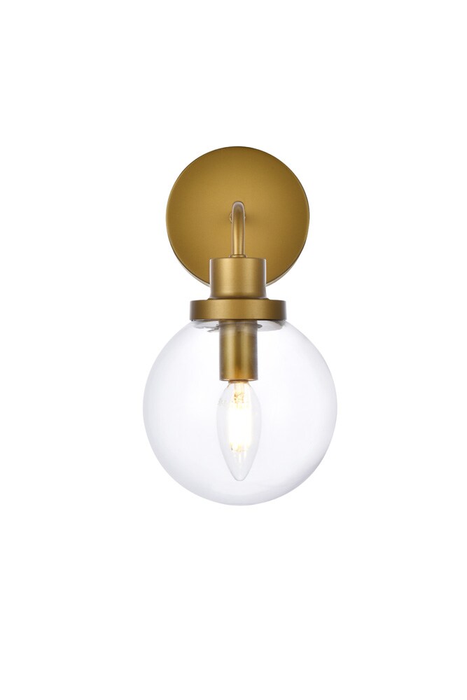 Elegant Furniture & Lighting - Hanson 1 light bath sconce in brass with clear shade - LD7031W8BR veiw 1