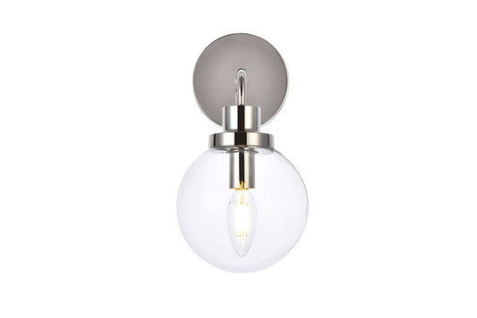 Elegant Furniture & Lighting - Hanson 1 light bath sconce in polished nickel with clear shade - LD7031W8PN veiw 1