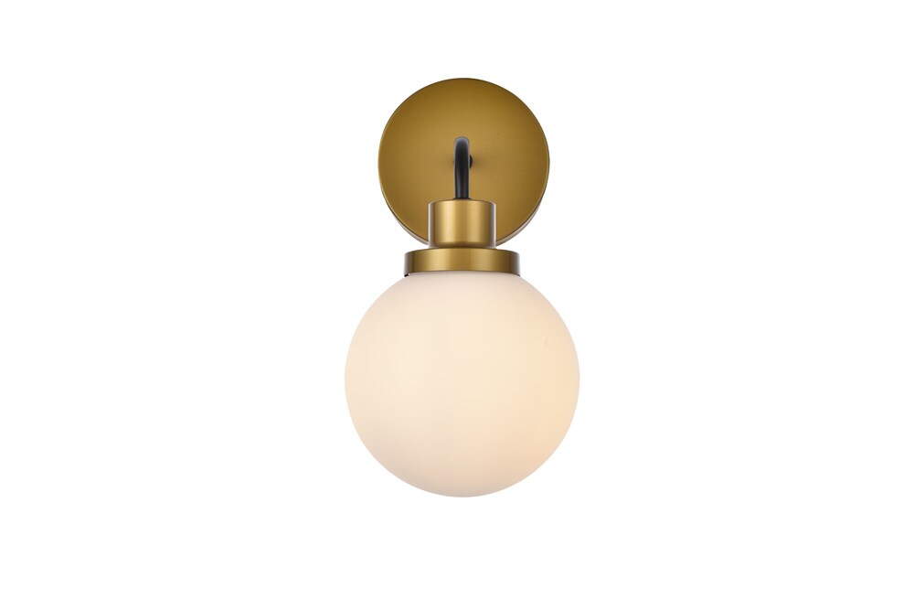 Elegant Furniture & Lighting - Hanson 1 light bath sconce in black with brass with frosted shade - LD7030W8BRB veiw 1
