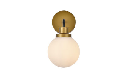 Elegant Furniture & Lighting - Hanson 1 light bath sconce in black with brass with frosted shade - LD7030W8BRB veiw 1