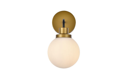 Elegant Furniture & Lighting - Hanson 1 light bath sconce in black with brass with frosted shade - LD7030W8BRB veiw 1