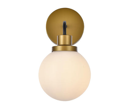 Elegant Furniture & Lighting - Hanson 1 light bath sconce in black with brass with frosted shade - LD7030W8BRB veiw 2