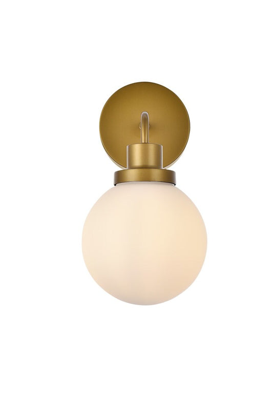 Elegant Furniture & Lighting - Hanson 1 light bath sconce in brass with frosted shade - LD7030W8BR veiw 1