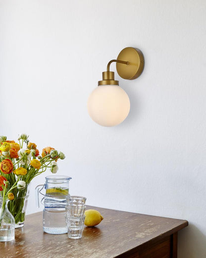 Elegant Furniture & Lighting - Hanson 1 light bath sconce in brass with frosted shade - LD7030W8BR veiw 3