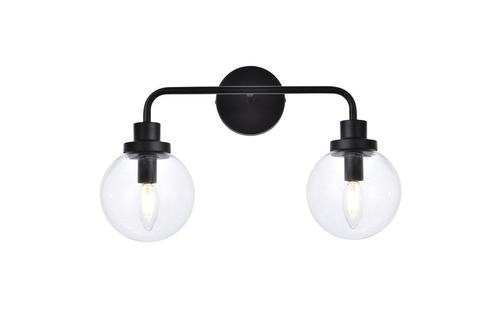Elegant Furniture & Lighting - Hanson 2 lights bath sconce in black with clear shade - LD7033W19BK veiw 1