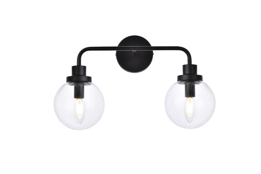 Elegant Furniture & Lighting - Hanson 2 lights bath sconce in black with clear shade - LD7033W19BK veiw 1