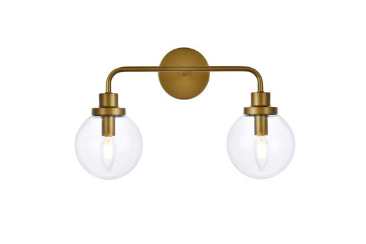 Elegant Furniture & Lighting - Hanson 2 lights bath sconce in brass with clear shade - LD7033W19BR veiw 1