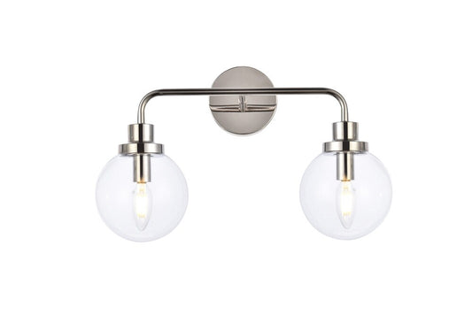 Elegant Furniture & Lighting - Hanson 2 lights bath sconce in polished nickel with clear shade - LD7033W19PN veiw 1