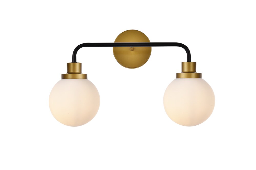 Elegant Furniture & Lighting - Hanson 2 lights bath sconce in black with brass with frosted shade - LD7032W19BRB veiw 1
