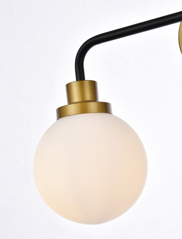 Elegant Furniture & Lighting - Hanson 2 lights bath sconce in black with brass with frosted shade - LD7032W19BRB veiw 3