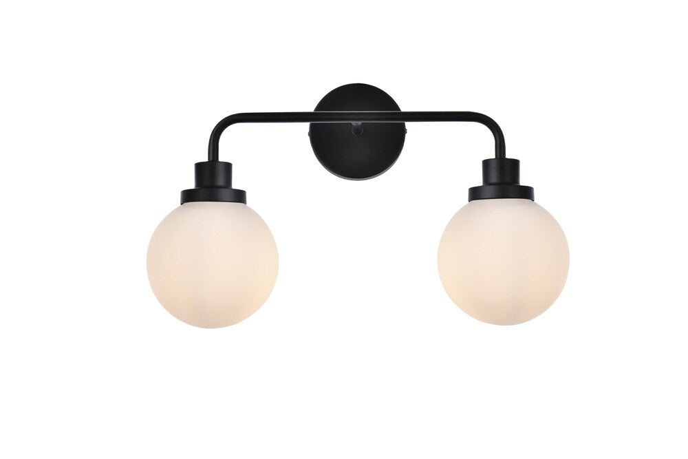 Elegant Furniture & Lighting - Hanson 2 lights bath sconce in black with frosted shade - LD7032W19BK veiw 1