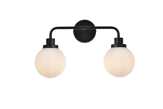 Elegant Furniture & Lighting - Hanson 2 lights bath sconce in black with frosted shade - LD7032W19BK veiw 1