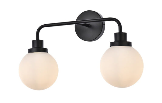 Elegant Furniture & Lighting - Hanson 2 lights bath sconce in black with frosted shade - LD7032W19BK veiw 2