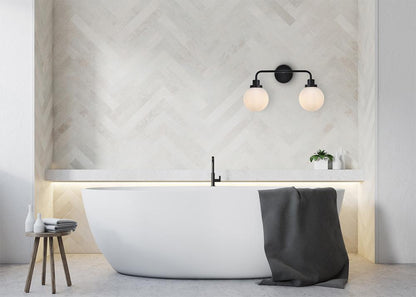 Elegant Furniture & Lighting - Hanson 2 lights bath sconce in black with frosted shade - LD7032W19BK veiw 4