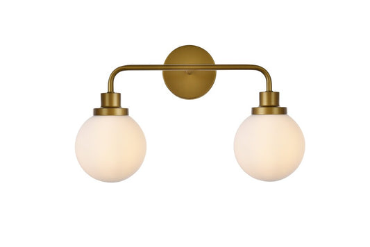 Elegant Furniture & Lighting - Hanson 2 lights bath sconce in brass with frosted shade - LD7032W19BR veiw 1