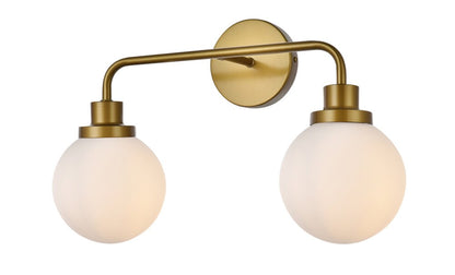 Elegant Furniture & Lighting - Hanson 2 lights bath sconce in brass with frosted shade - LD7032W19BR veiw 2