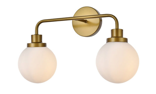 Elegant Furniture & Lighting - Hanson 2 lights bath sconce in brass with frosted shade - LD7032W19BR veiw 2
