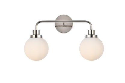 Elegant Furniture & Lighting - Hanson 2 lights bath sconce in polished nickel with frosted shade - LD7032W19PN veiw 1