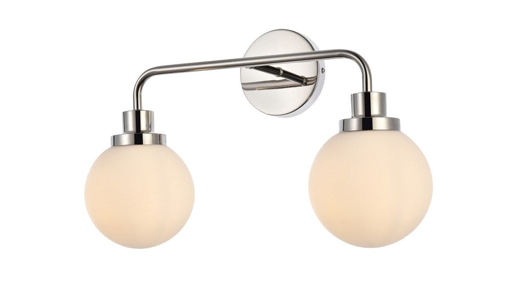Elegant Furniture & Lighting - Hanson 2 lights bath sconce in polished nickel with frosted shade - LD7032W19PN veiw 2