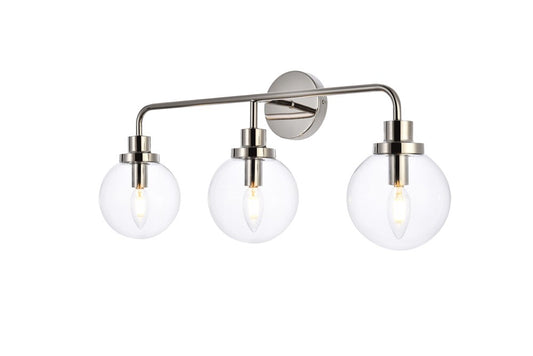 Elegant Furniture & Lighting - Hanson 3 lights bath sconce in polished nickel with clear shade - LD7035W28PN veiw 1